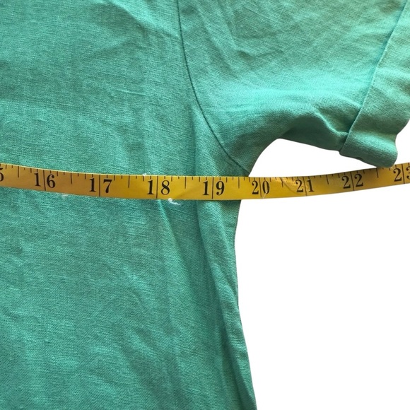 C&C California Women's M Basic Green Shirt Dress 100% Linen Beachy Minimalist - Picture 5 of 9